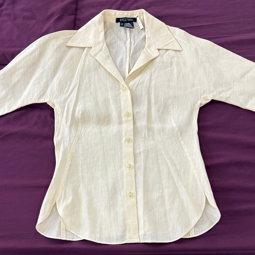 Etcetera Light Cream Button Down Shirt